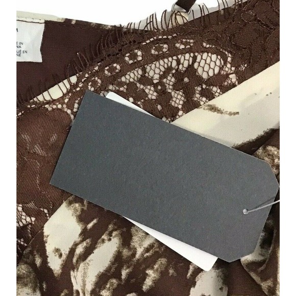 Melrose and Market Lace Trim Lined Cami Marble Brown & Ivory Tank Top Size XS - Picture 3 of 3